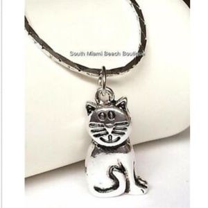Silver Kitten Cat Lady Charm Pendant Necklace 18" Rescue Gift